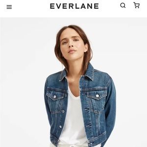 Everlane - The Cropped Denim Jacket - Size L - Dark Indigo Wash